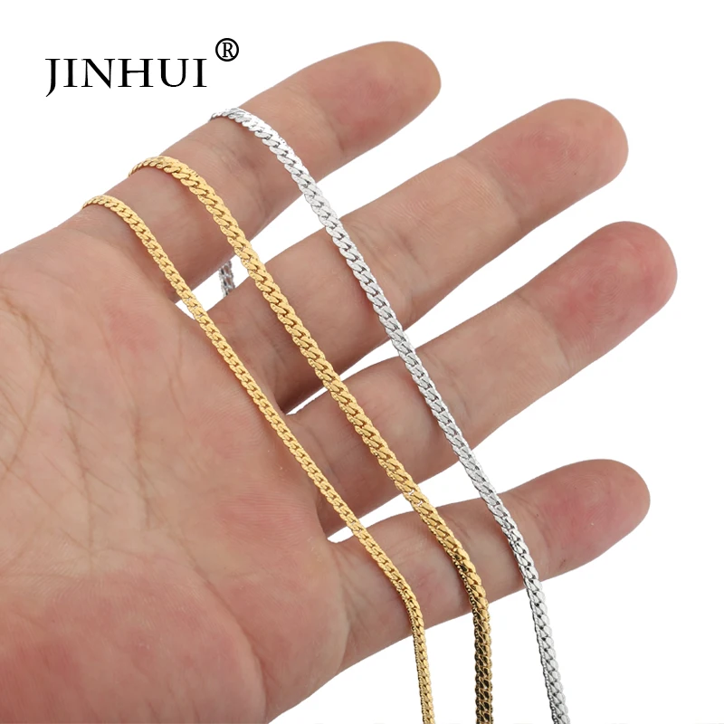 

Jin Hui Trendy Gold Silver Necklaces width 3mm length 45cm fashion Women Men give friends and good sisters Jewelry Gift