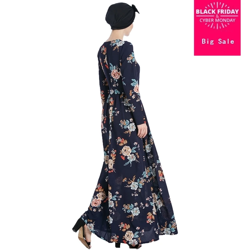 Elegant adult Muslim printed Abaya Arab Turkish Singapore Jilbab Dubai