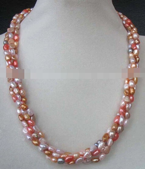 

huij 003085 4rows multicolor freshwater pearl baroque necklace