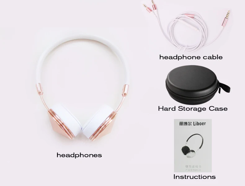 Liboer красивые наушники, динамическая повязка на голову, розовые золотистые наушники с микрофоном, проводная гарнитура для мобильного телефона, наушники на ухо