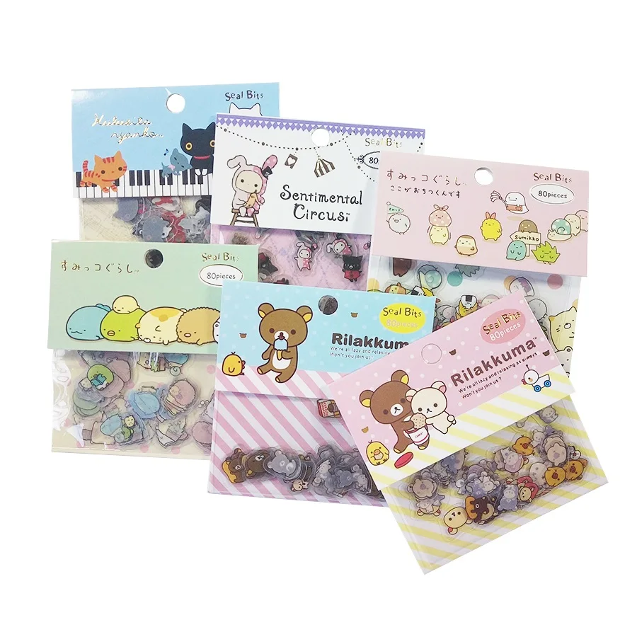 80 шт./лот Kawaii мультяшный медведь Кот кролик наклейки Дети DIY Дневник телефон