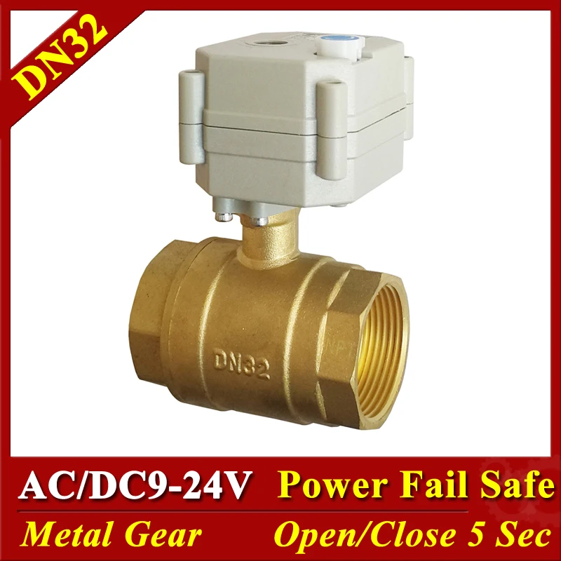Normally Close Valve Brass Dn32 2 Way 11/4'' Water Electric Normally Open Valves Ac/dc924v