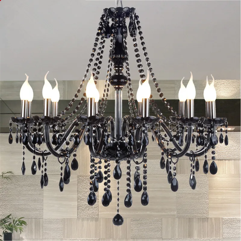 

New Modern Black crystal chandeliers lighting for Livingroom Bedroom indoor lamp K9 crystal lustres de teto ceiling chandelier