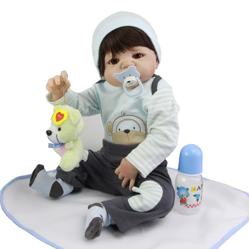 

23 Inch Realistic Baby Doll Lifelike Full Body Silicone Baby Reborn Minino Waterproof Reborn Dolls For Collection Kid Xmas Gifts