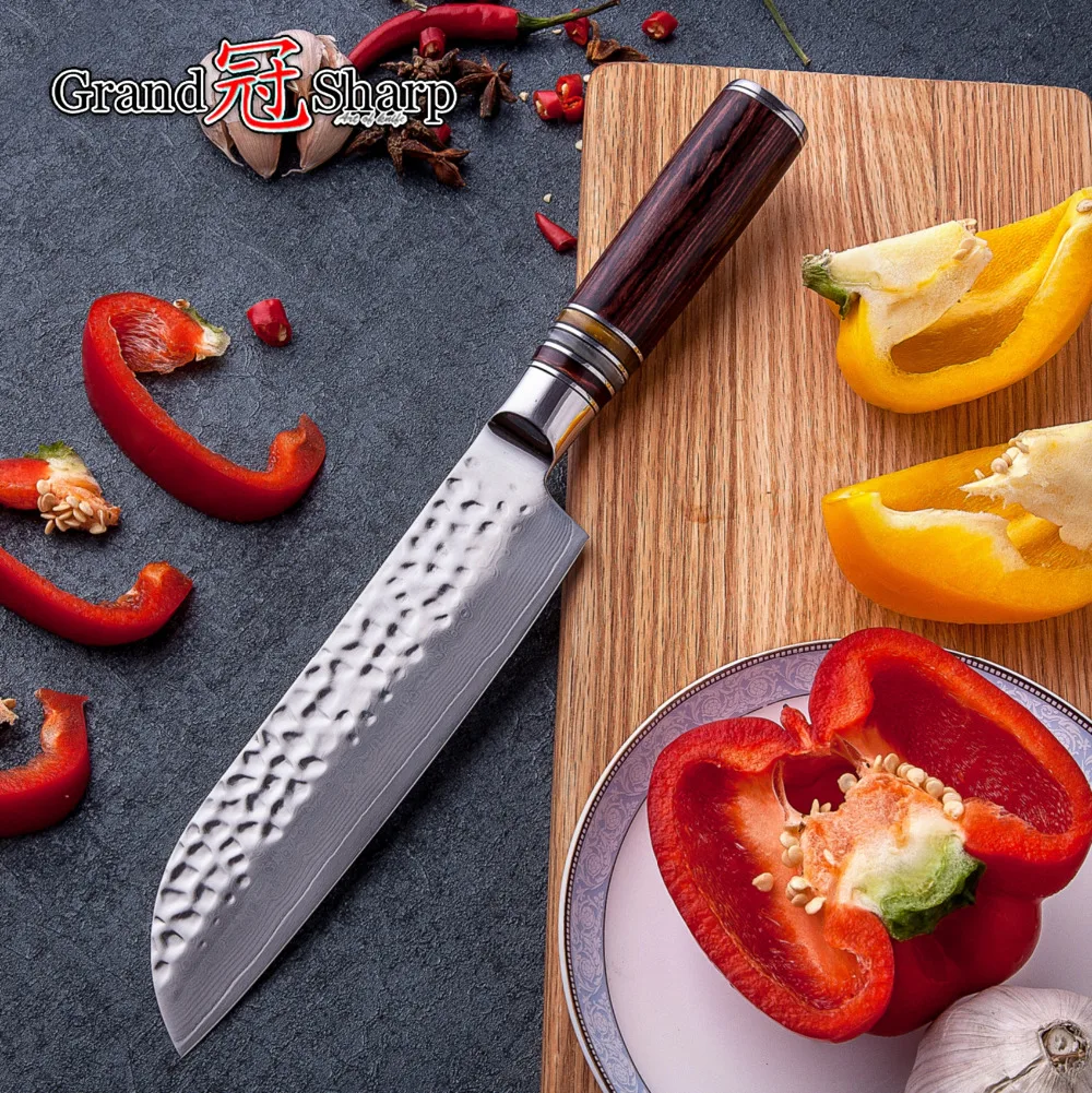 Японский кухонный нож из дамасской стали Santoku японские кухонные инструменты