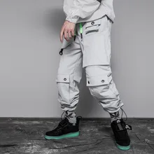Hip Hop Cargo Pants Men Pocket Trousers Casual Elastic Waist Fahsion Harajuku Streetwear Joggers Male Pant US Size GY16