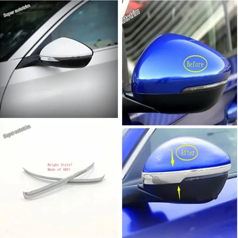 Lapetus Chrome Bright Door Mirror Protection Strip Cover