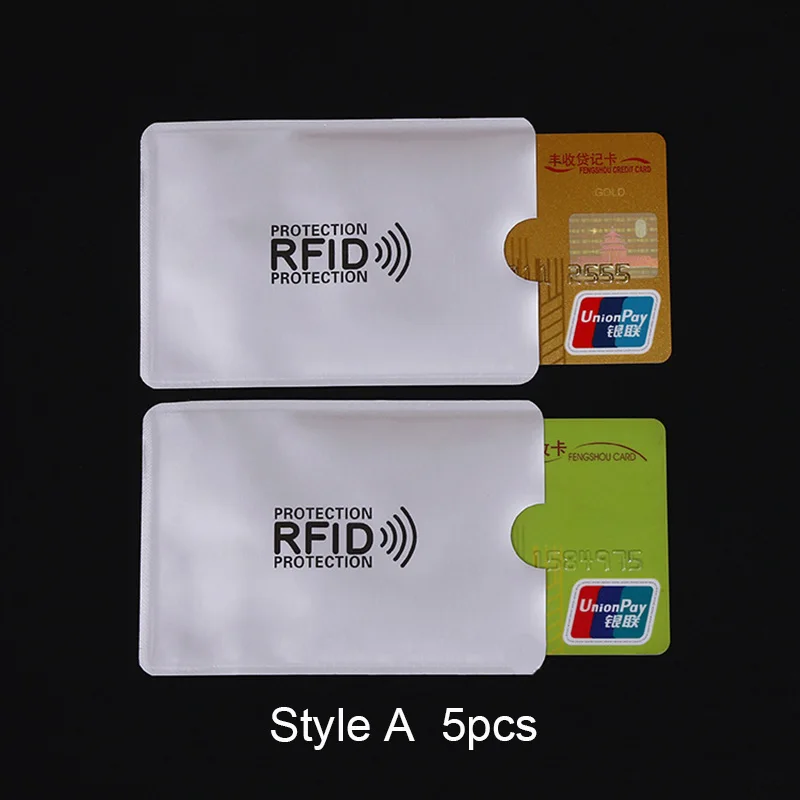 Алюминиевый антиrfid кардридер блокирующий банк держатель кредитной карты кошелек защита для путешествий металлический держатель карты Кошелек для держателя карты - Цвет: A 5pcs