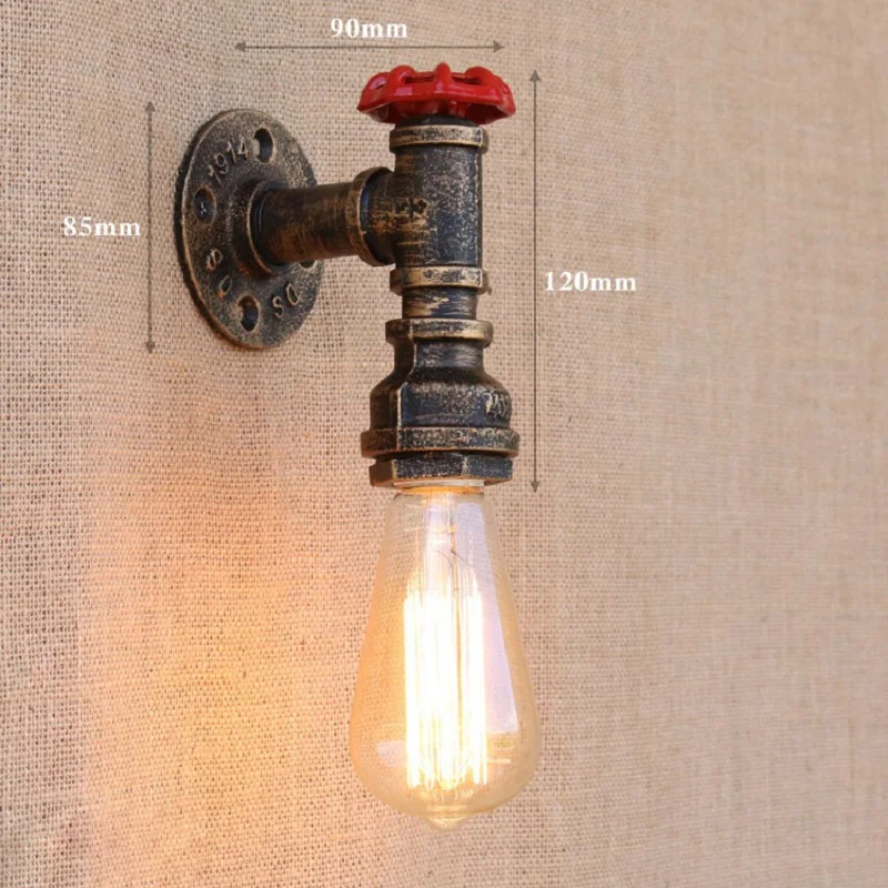 Ретро промышленный настенный светильник с абажуром, Винтаж железная ржавчина водопроводная лампы в форме труб E27 Лофт свет покрытием Освещение в помещении дома Спальня Ресторан деко