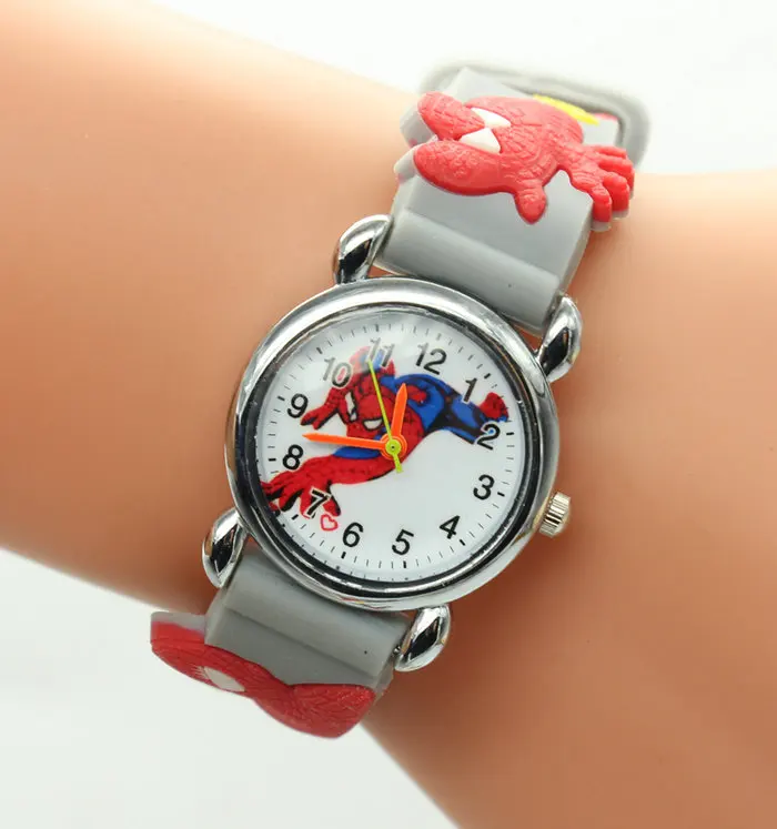 Лидер продаж, Новая Мода Человек-паук Ребенка часы силиконовые мультфильм детские спортивные часы Обувь для мальчиков кварцевые часы Relojes 3D часы