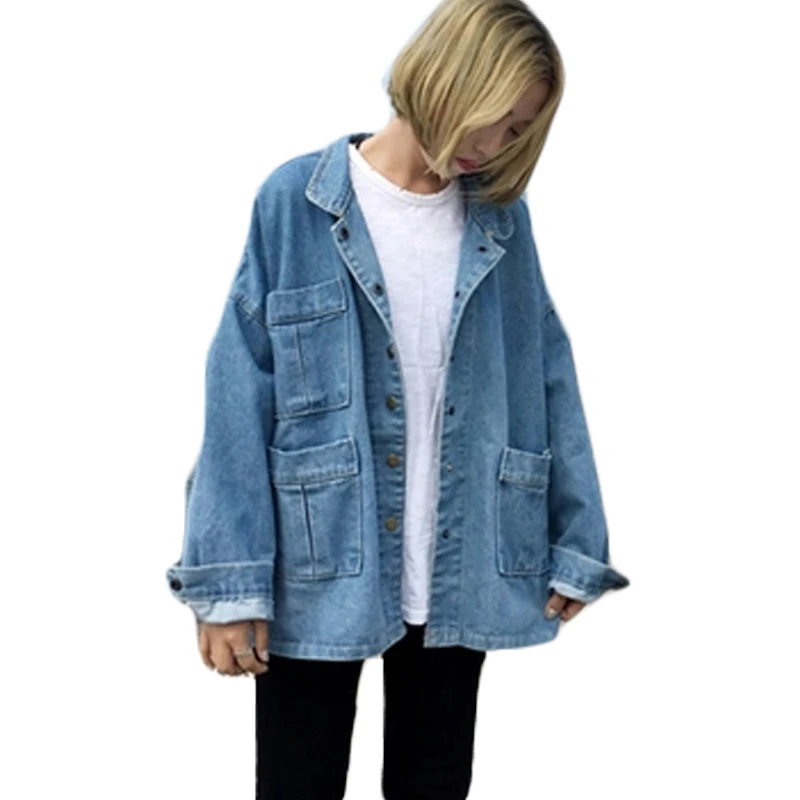 Jeans Woman Jacket Women Femme BF Style Classic Retro Worn