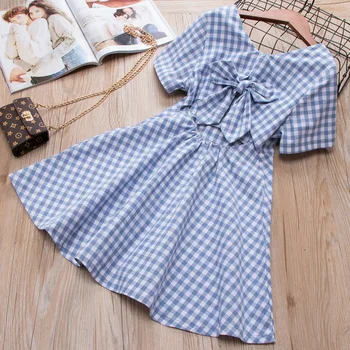

Kids Dress summer girl plaid dress 3 colors kids clothes