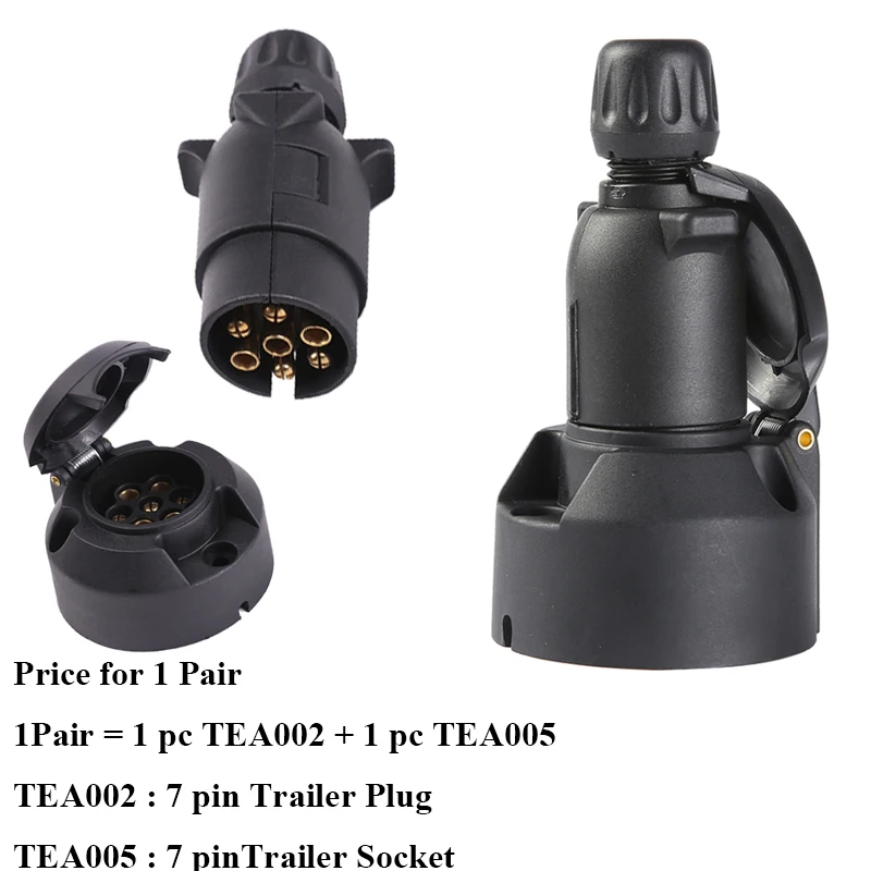 

AOHEWEI Towing 1 pc 7 pin Trailer Plug Adapter and 1 pc 7 Pin Caravan Socket 12V 7 Way European Car Trailer Truck Connector