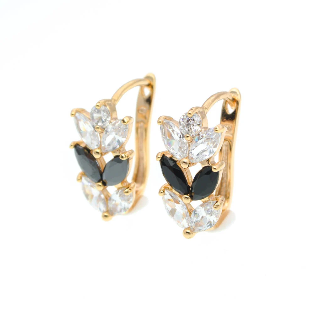 

Black Leaf Gold Hoop Earrings Boucles D'oreilles Earings Women Brinco de Argola Aros Oorringen Auskarai Oorbellen Kupe E0411B