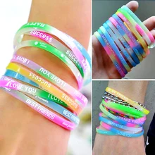 50 шт браслет из силиконового каучука светящаяся буква браслет Спорт Фитнес Повседневное браслет для Для женщин Для мужчин дропшиппинг