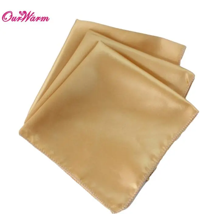 100Pcs Wedding Table Napkins 12" Square Pocket Handkerchief Satin Table Dinner Napkins for Wedding Decoration Accessories - Цвет: GLD