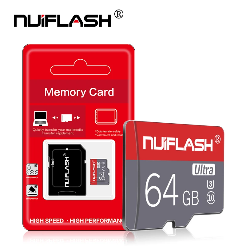 Nuiflash Micro SD карты V30 UHS-I высокое Скорость 100 МБ/с. TF Card 64 Гб 128 Гб карта памяти для телефонов и планшетных компьютеров