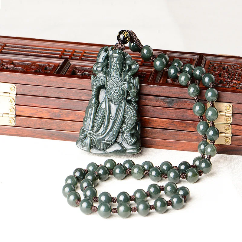 Подлинное и Tian Yuqingyu мужское ожерелье Guangong кулон этот пожизненный Guanyu Wucai God
