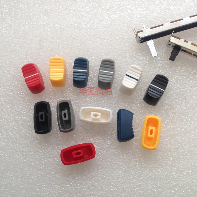 12pcs mixer potentiometer fader knob cap / L23MM H11MM W12MM hole 4MM / black gray orange red white