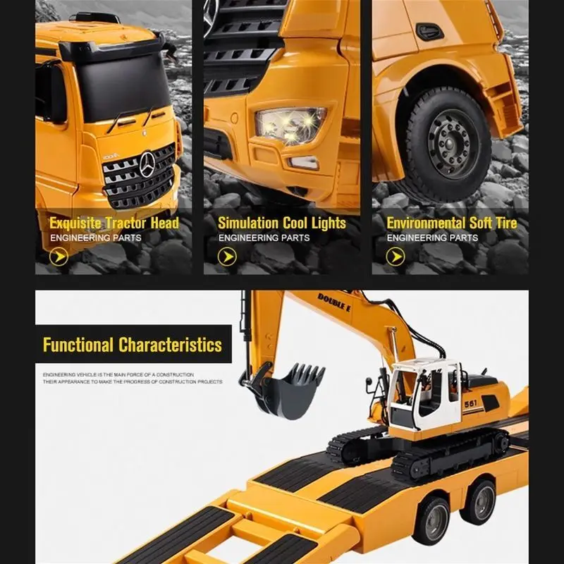 RC Tow Truck Remote Control Trailer for Children 90CM Big RC Tow Truck Remote Control Trailer 4WD RC Truck Toys