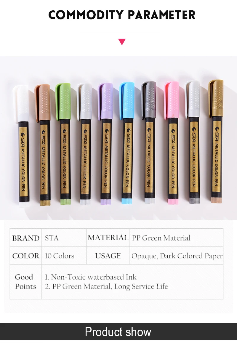 10 цвета/комплект STA цветной металлик Перманентная краска маркеры подарок на день рождения карты металлик ручка для DIY Фотоальбом
