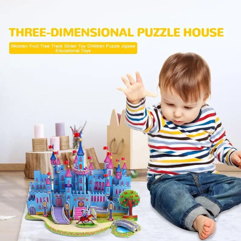 Handmade Toy Gift Funny Beauty Constructin 3D DIY Fairytale Castle Puzzle Baby Children Kids Educational Jigsaw Toy Kindergarten