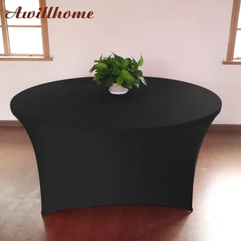 

Awillhome Full Color Wedding Table Cloth Spandex Tablecloths 4 ft Table Cover Banquet Hotel Party Supplies Home Textile