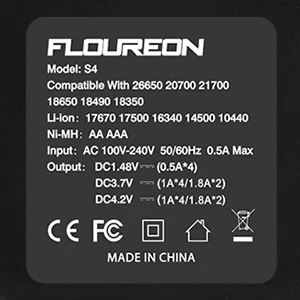 Floureon S4 умное зарядное устройство для Ni-MH AA AAA/li-ion 26650 21700 18650 18490 18350 батарея ЖК-дисплей подзарядка батареи