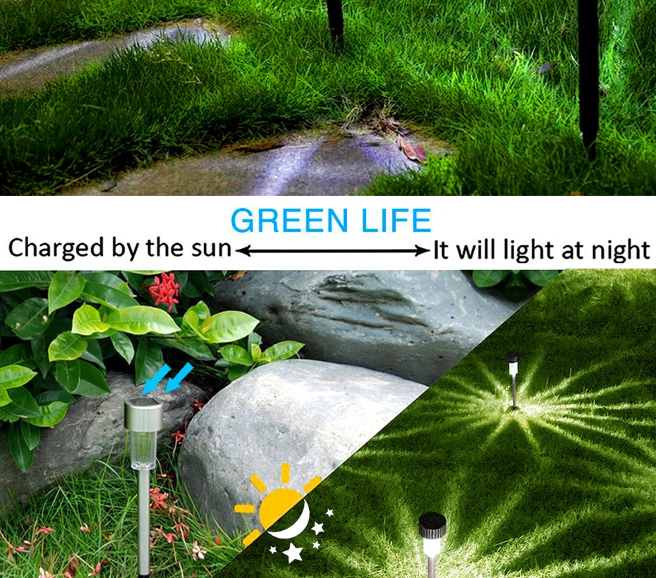 Movido a Energia Solar ao ar Paisagem para a Decoração do Jardim Led de Bateria Luz de Rua Caminho Livre Luzes Solar Lâmpada Gramado Pátio Quintal 20 Pcs 6 Lâmpadas solares