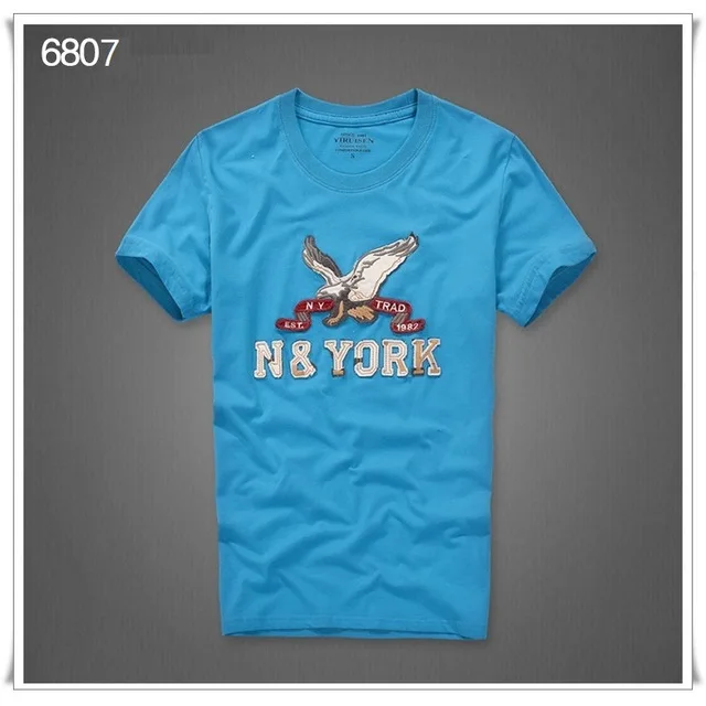 T shirt Fashion men summer tshirt high quality letter pattern size S to XXXL - Цвет: blue 6807