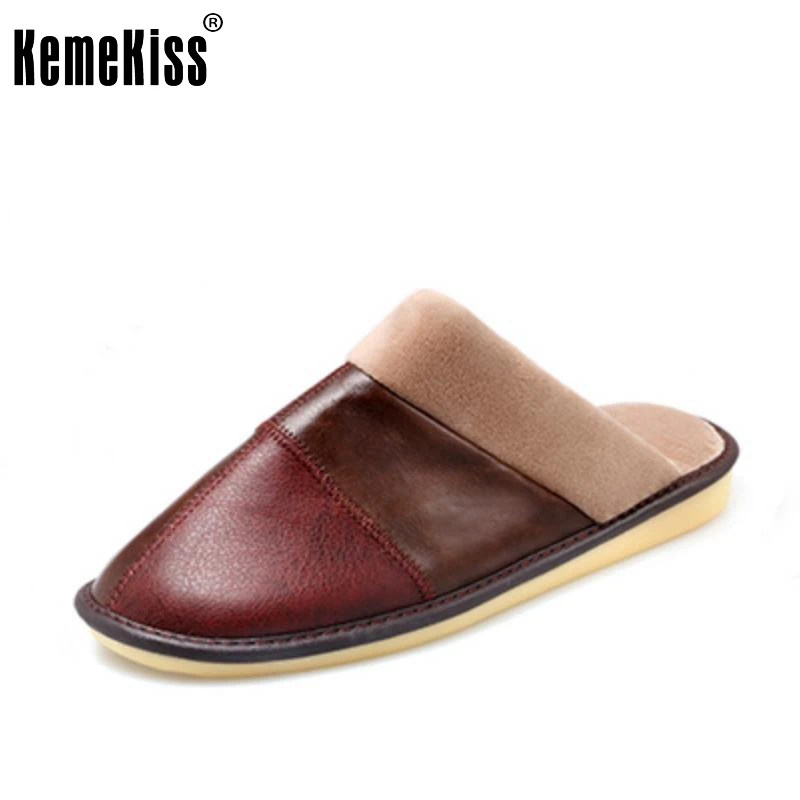 

Women Warm Winter Slippers Indoor Home Plush Slippers Fashion Mixed Color Real Leather  6 Colors Woman Slippers Size 34-45