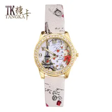 Best Deal Quartz Watch Women Fashion Tower Pattern Diamond Dial Watches Men Faux Leather Watch Women’s Dress Clock Montre Relo