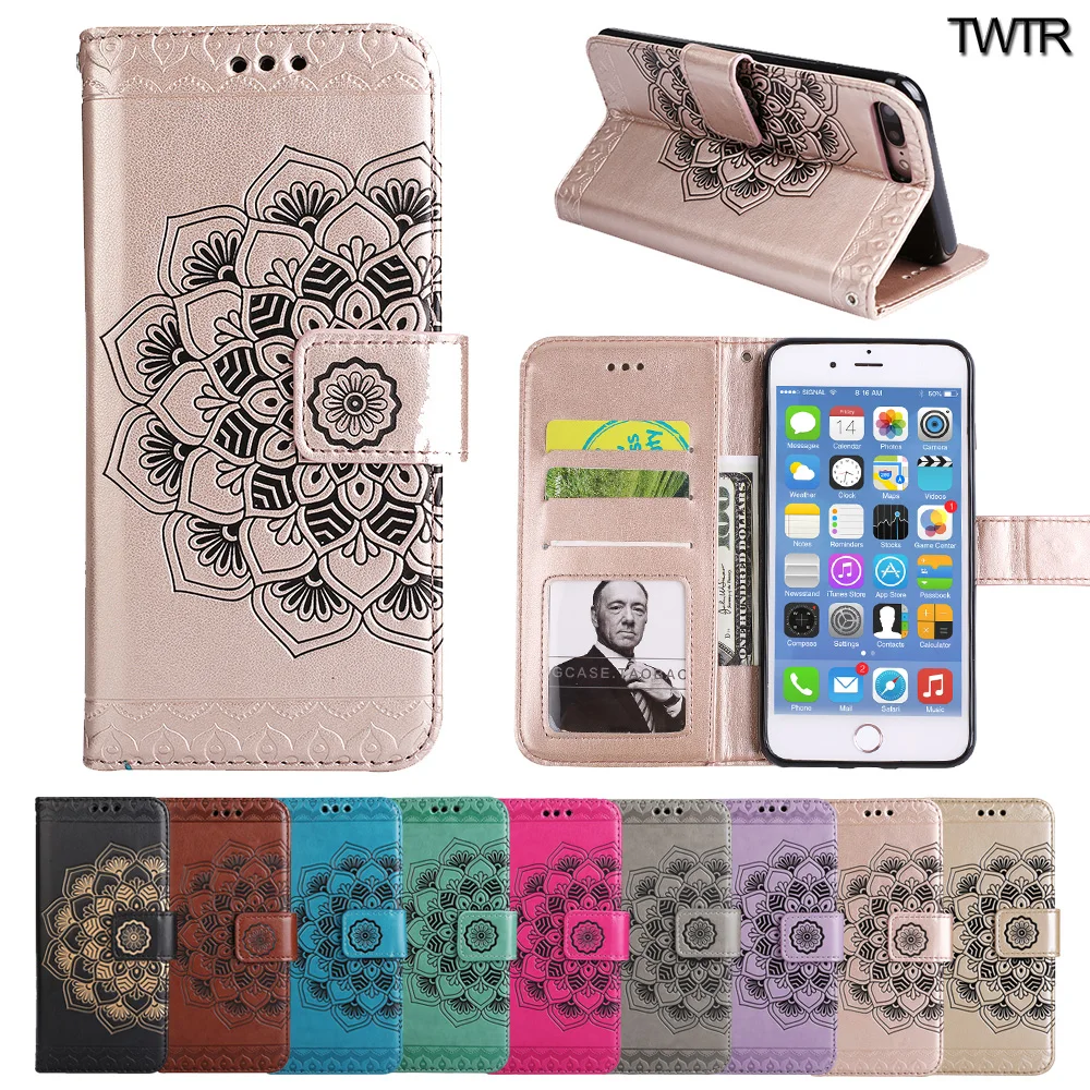 Beste Flip Case voor Apple iPhone 7 plus 5.5 #039; #039;inch Bloemen Case telefoon Lederen Cover voor ik Phone7 iPhone7 plus Portemonnee Mobiele Telefoon tas