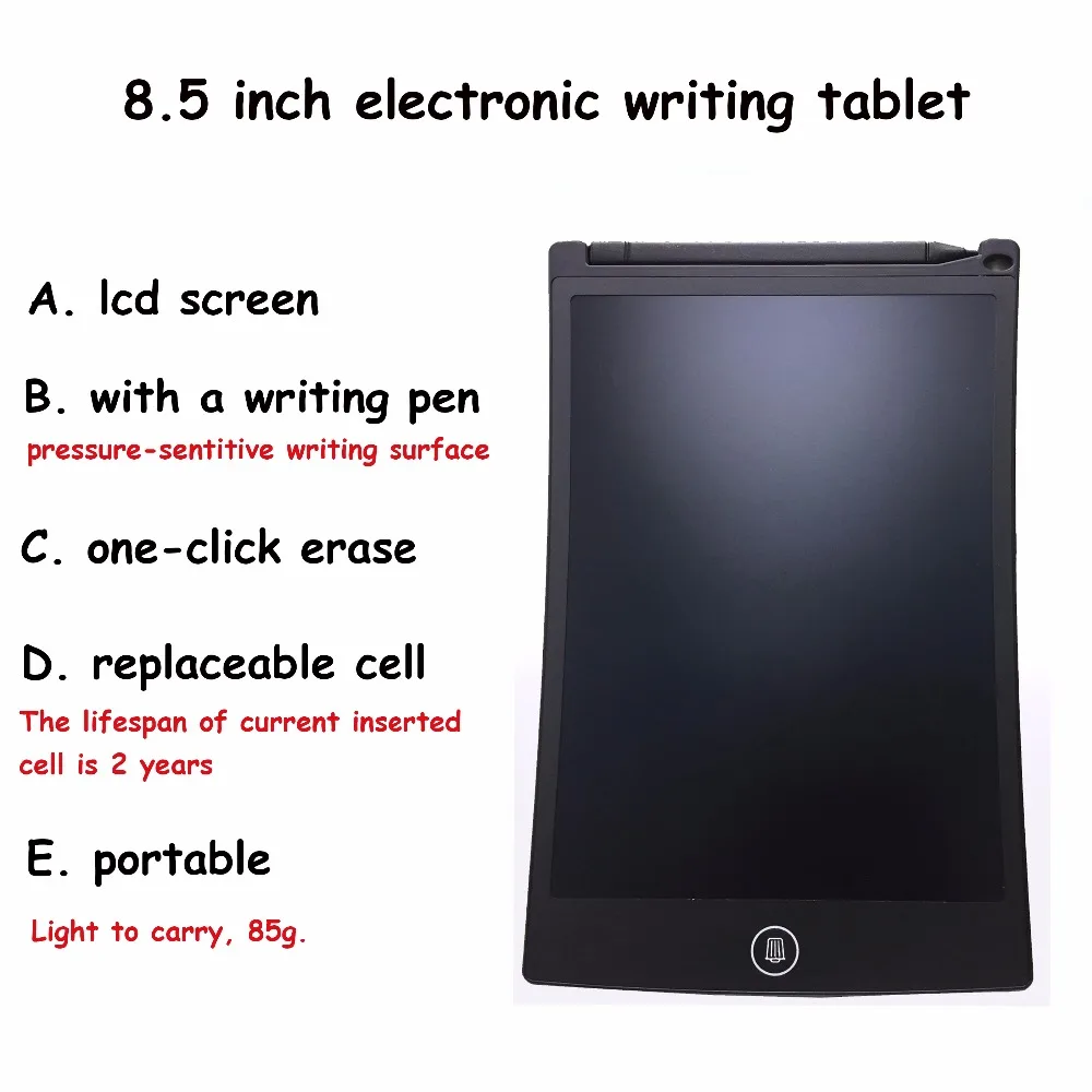 NEWYES 8 5 inch Ultra thin LCD Writing Tablets Portable E Writer Paperless Kids Gifts for Drawing Board Free Shipping Black 