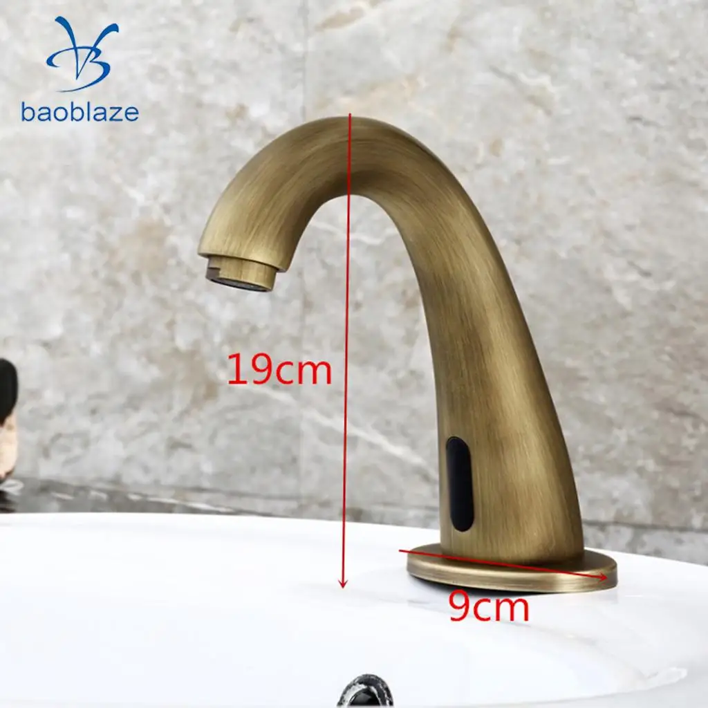 Vintage Brass Auto Faucet Infrared Sensor Water Tap Handsfree Faucet for Bathroom Kitchen Basin Sin Tub