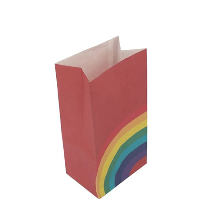 

40pcs Food Bags Rainbow Pattern Square Packaging Oil-Proof Wedding Birthday Catering Convenient Useful Practical