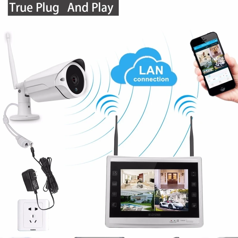 2mp безопасности suveillance cctv камера wifi беспроводной 4ch с экраном Wifi ip камера 1080p