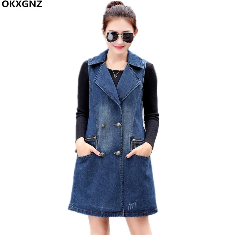 2017 Spring Autumn Long Cowboy Vests Double Breasted Waistcoat