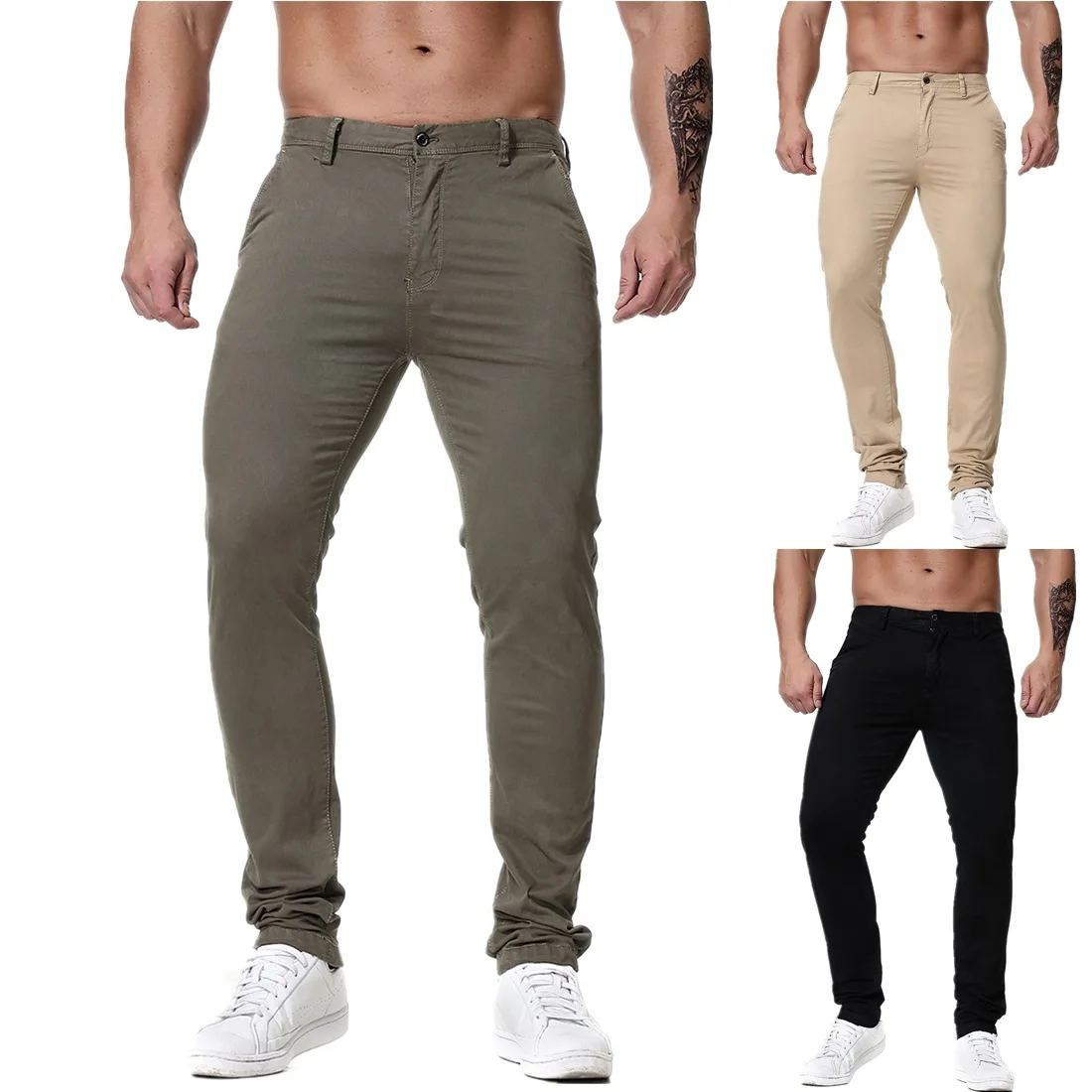 

YK027 New Fashion 97.5% Cotton Trousers All Seasons Straight tube type Men's Leisure Pants