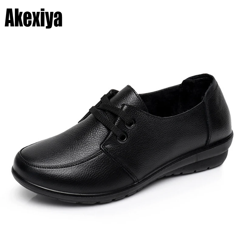 

New soft bottom casual shoes leather top layer leather single shoes wedges with non-slip mother shoes ladies shoes two styles