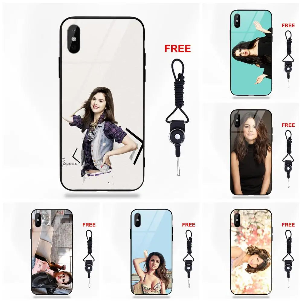 Beautiful Star Selena Gomez For Apple iPhone 5 5C 5S SE 6 6S 7 8 Plus X XS Max XR Soft TPU Frame+Tempered Glass Print Case | Мобильные
