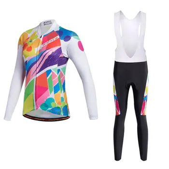 

2018 Cycling Jerseys Womens Set Long Sleeves Jersey Pad Pants MTB Bike Bicycle Jacket Sets Shirts Wear Uniforms