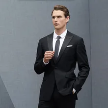 Männer anzüge wolle gemischt klassische elegante hochzeit anzüge smoking schwarz revers gute qualität bräutigam prom dress suits (jacke + hosen)