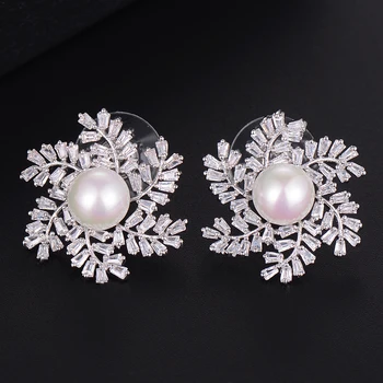 

GODKI 21mm Wheat Olive Branch Flower Imitation Pearl Trendy Cubic Zirconia Women Wedding Party Earring Jewelry Addiction