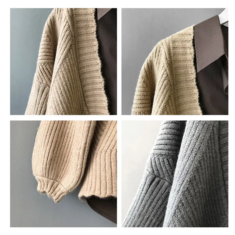 Apperloth Women Cardigans 2018 Autumn Winter Sweater Cardigan Solid Color Long Sleeve One Size Knitted Jacket Coat Loose Outwear Sweaters