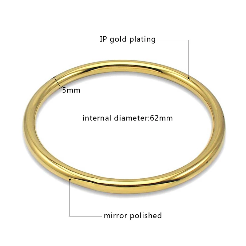 Модный браслет в стиле минимализма 316L из нержавеющей стали для вечеринки ювелирные изделия простые влюбленные пара круглые браслеты серебро золото Pulseiras - Окраска металла: Gold Bangle