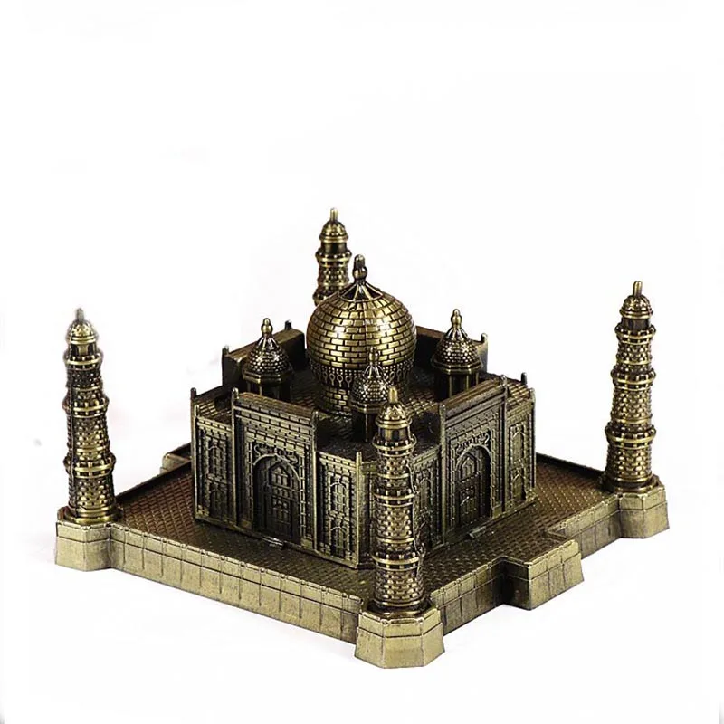 

Taj Mahal Model Metal Bronze Indian Building Figurine World Famous Landmark Architecture Collectible Handicraft
