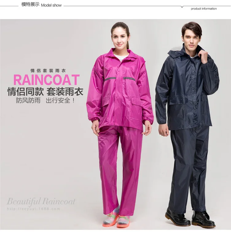

Polyester Unisex Raincoat Suit Fashion Waterproof Hooded Rain Coat Suit Wind Proof Brand High Quality Regenschutz Motorradanzug