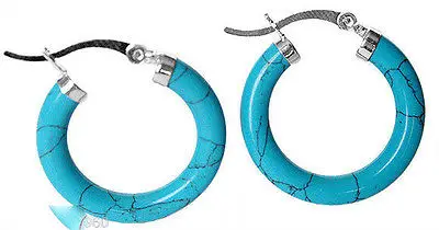 

Free Shipping >> New Women's 925 sterling silver Blue Turquoise Ring Earrings-Leverback