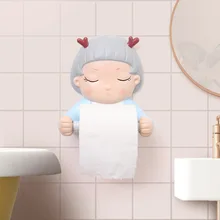 The Sweet Girl Toilet Paper Holder Toilet Hygiene Resin Tray Free Punch Hand Tissue Box Household Paper Towel Holder